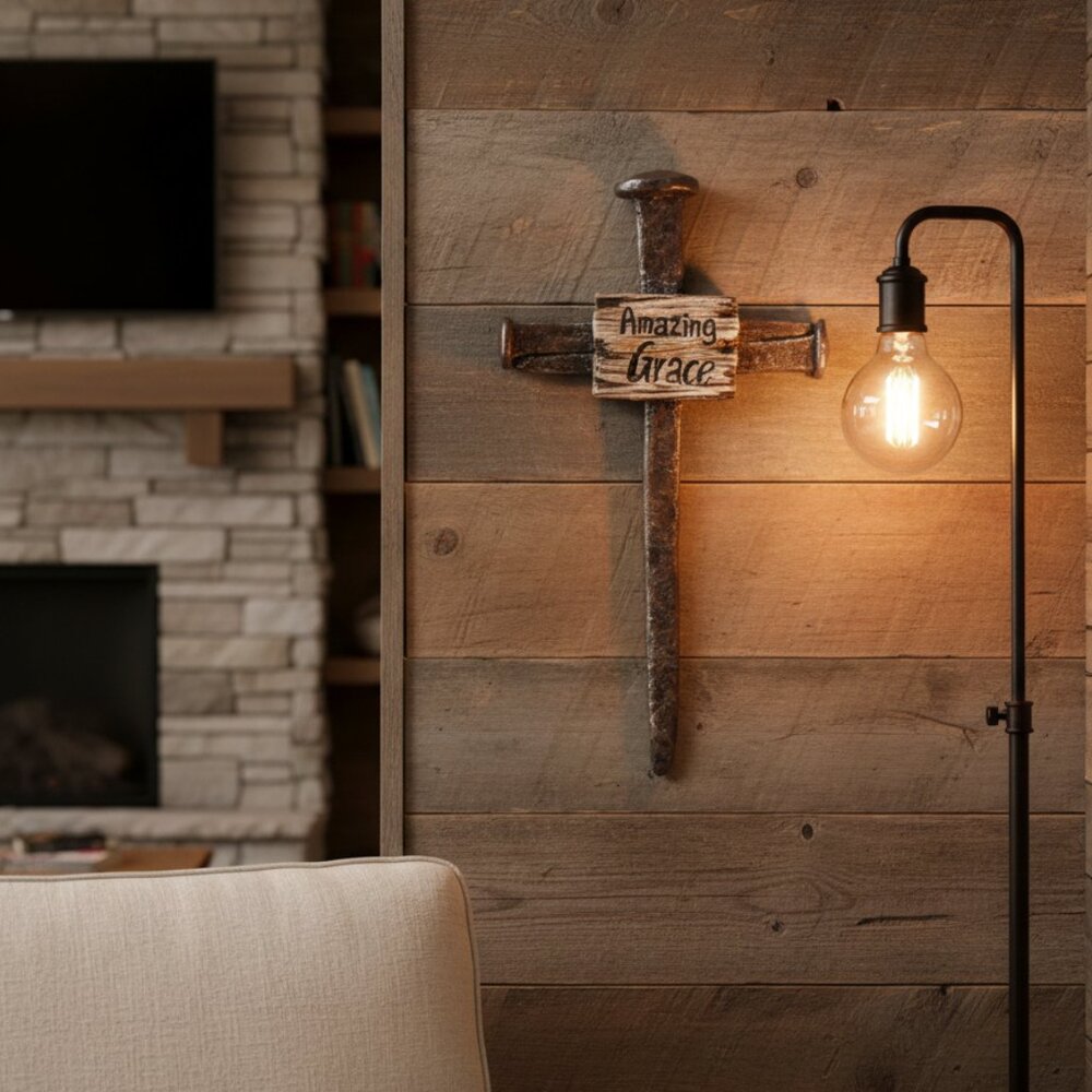 Amazing Grace Nail Wall Cross Religious Home Decoration Accent Decor
